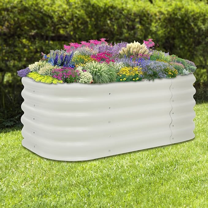 Eapmic Raised Garden Bed Galvanized Metal Planter Box Modular Outdoor Raised Planter Bed Rectangular Flower Bed Kit for Vegetables Flowers Backyard Patio (41.34×23.62×17in)