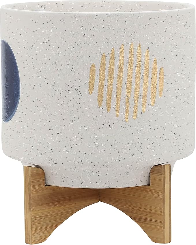 10 Funky Planter W Stand White
