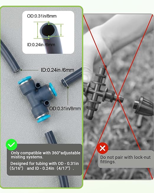 Drip Irrigation System 360° Adjustable - 2026 Upgraded 50FT Garden Watering System with 16 Nozzles and 90° Elbow Greenhouse Drip Irrigation Kit for Garden Yard Lawn Plants 5/16in HDPE Hose(Gray)