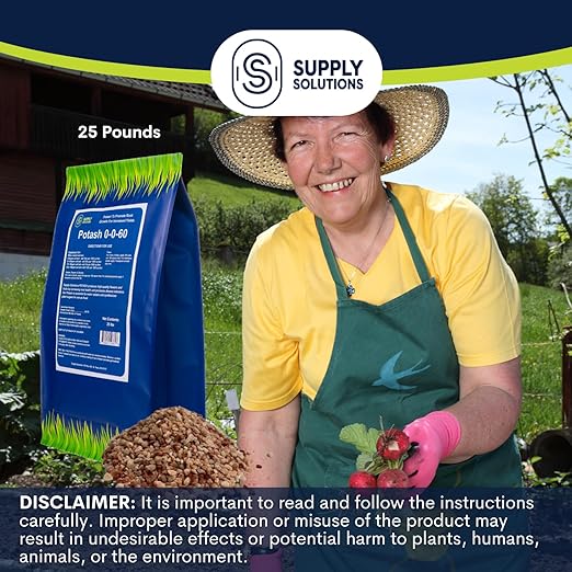 Supply Solutions Muriate of Potash 0-0-60 Fertilizer High Potassium Fertilizer Potassium for Plants Ideal Plant Food &amp Potash for Plants - for Lush Crops Blooms Acidic Plants (25lbs)