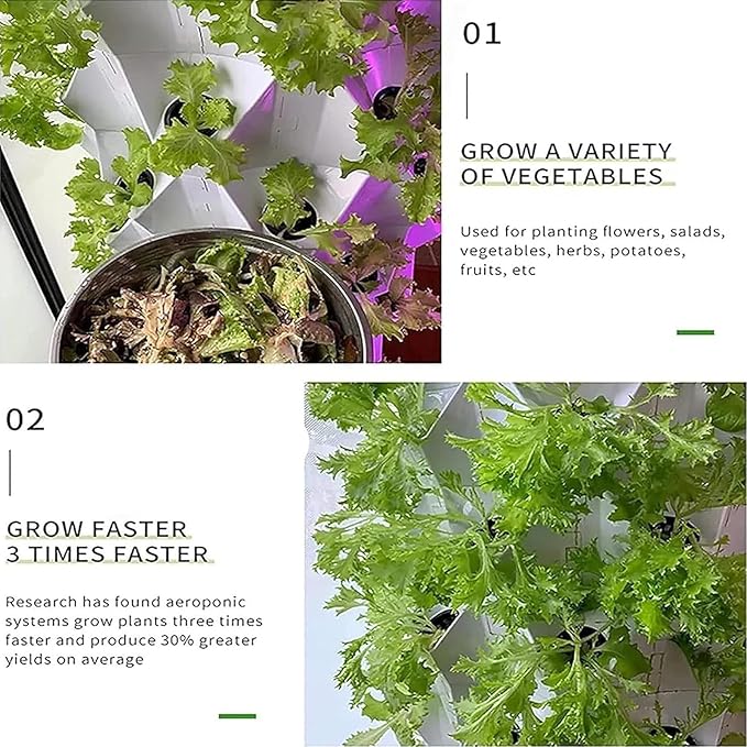 Hydroponic System Vertical Tower Indoor Growing Kit 80 Pots Black