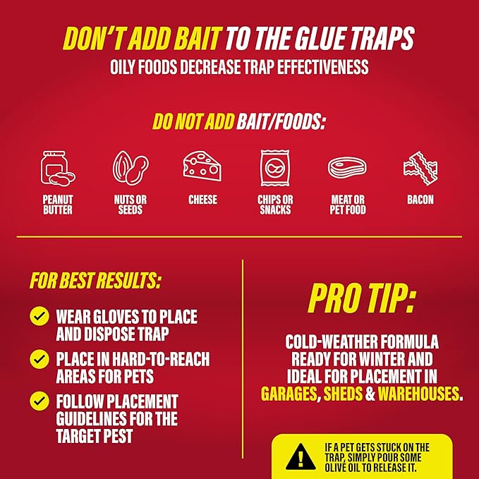 Catchmaster Freeze Resistant Glue Traps 6PK Mouse Traps Indoor for Home Pest Control Tray for Rodents Bugs &amp Crickets Cold Weather Glue Board for House Shed &amp Garage