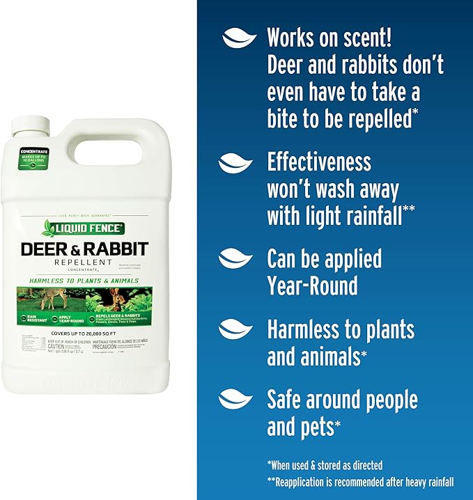 Liquid Fence Deer And Rabbit Repellent Concentrate Apply Year-Round 1 Gallon