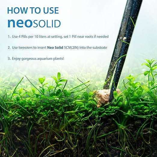 NeoSolid No CO2 - Root-Zone Nutrient Tablets for Freshwater Planted Aquariums CO2-Free Plant Booster for Rooted Aquarium Plants Aquascaping Essential - 100 Tabs