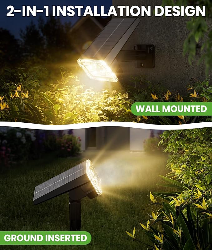 Large Panel Solar Spot Lights Outdoor (Warm White 2 Pack)
