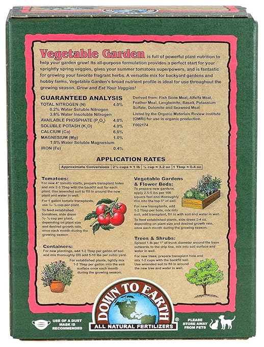 Down to Earth Organic Vegetable Garden Fertilizer 5 lb Boxes Balanced Plant Food for Healthy Vegetables &amp Herbs (Pack of 6)