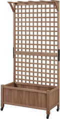 Topeakmart Garden Flower Box for Vine Climbing Plants Standing Vertical Planter Box Wooden Raised Plant Bed Vertical Garden Planter Bed for Yard/Patio/Backyard Dark Brown 35.5″ L × 18″ W × 72″ H