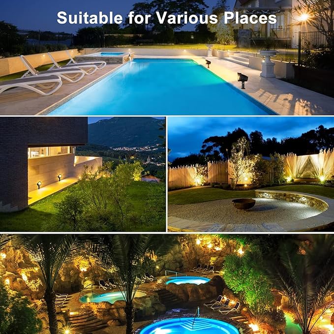 MEIKEE 12W Landscape Lighting 120V 2700K Warm White LED Garden Lights IP66 Waterproof Outdoor Landscape Spot Lights with US Plug for Wall Tree Fence Yard Path (2 Pack)