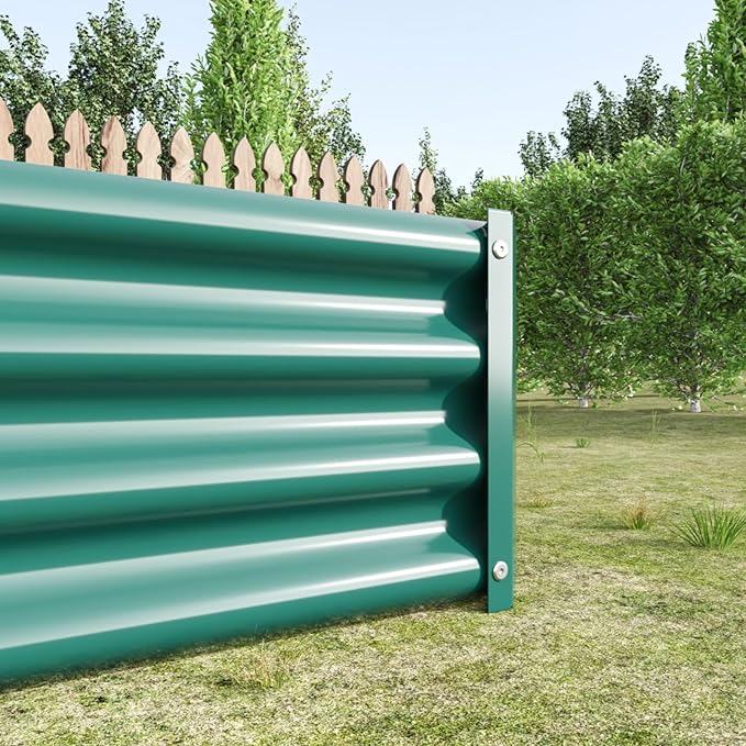 7.6x3.7x0.98FT Metal Raised Bed for Outdoor Flower Planters Vegetables Herb Galvanized Raised Garden Bed Kit Rectangular Large Metal Deep Root Planters with An Open Bottom (Green with 6x3x1ft)