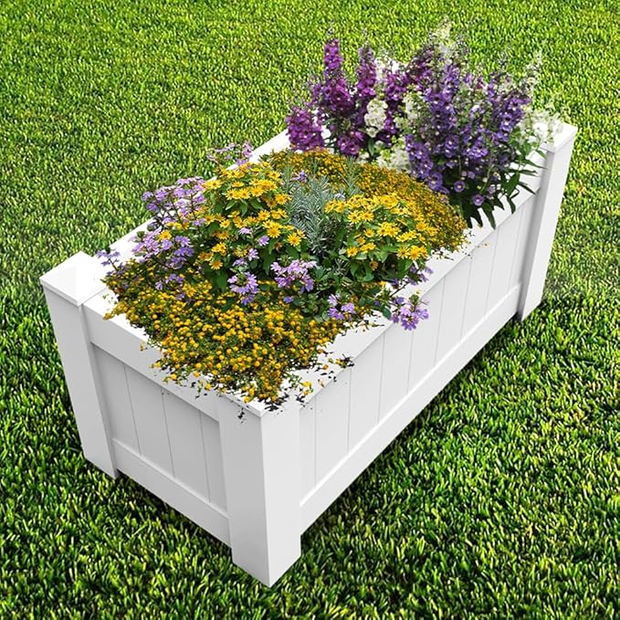 ECOOPTS 43x20x20 Raised Garden Bed Vinyl Planter Box for Vegetables Flowers Herbs Succulents Outdoor Indoor 1 Pack