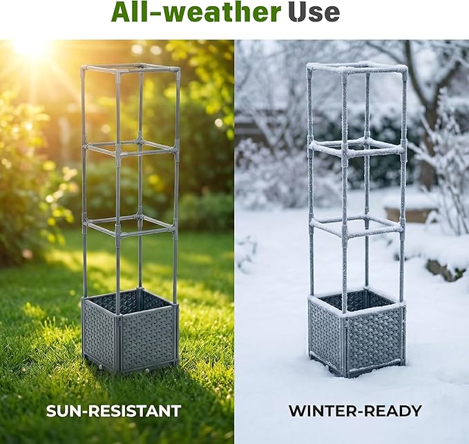 Raised Garden Bed with Tomato Planter Cage 41.3 Trellis Planter Boxes for Outdoor Patio Greenhouse Gardening Climbing Vegetables