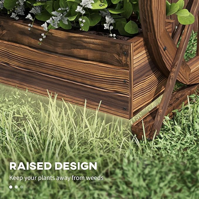 Outsunny 2-Tier Raised Garden Bed Wooden Wagon Planter Boxes with Drainage Holes for Vegetables Flowers Herbs 22 x 13 x 22