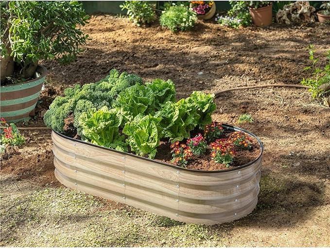 Raised Garden Bed 4×2×1 Ft Galvanized Raised Garden Beds Outdoor Planter Raised Beds for Gardening Vegetables Flowers for VegetableFlower