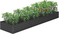 12x2x1FT Galvanized Raised Garden Bed KitVegetable Boxes-Rectangle Metal Flower BoxLarge Planter Raised Beds Outdoor Garden for PlantingFruitHerb-Black