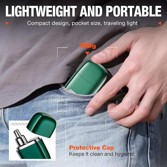 yoose Nose Hair Trimmer 2.0 Alloy Portable Painless Nose Hair Trimmer for Men Women IPX7 Waterproof Travel Size USB-C Rechargeable Nose Trimmer with Dust Protection Cap Dual Edge Blade Green