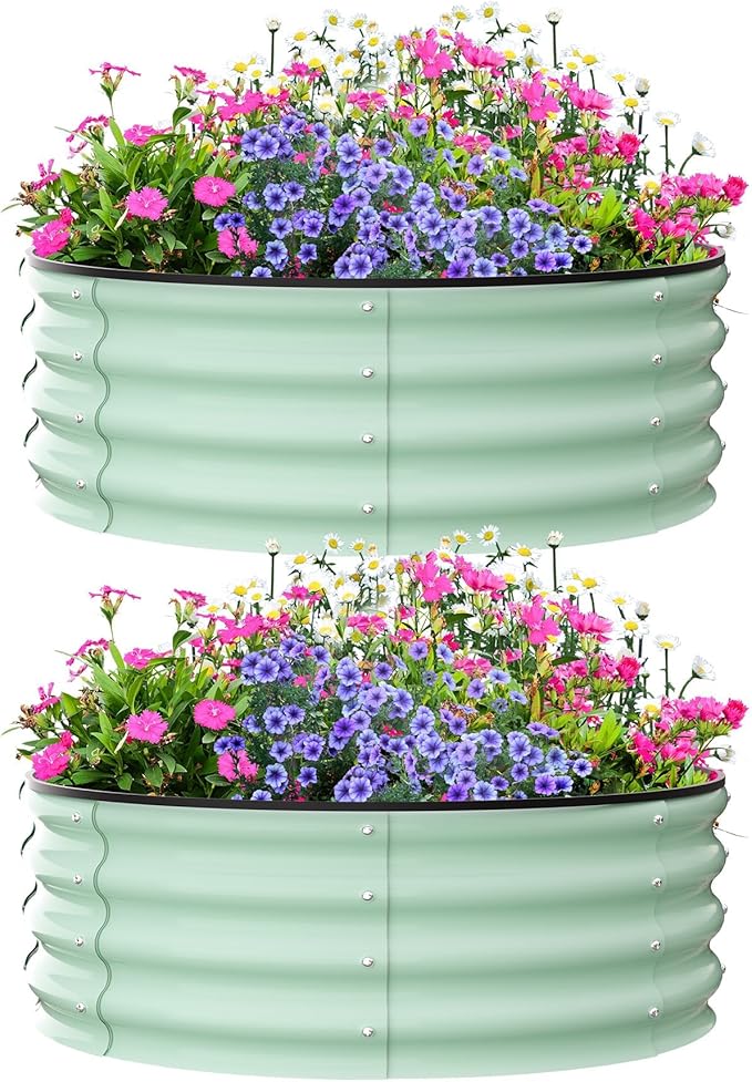 Plant Bed - Raised Garden BoxPlanter Box Garden Boxand Round Raised Garden Bed.3 * 3 * 1FT.White