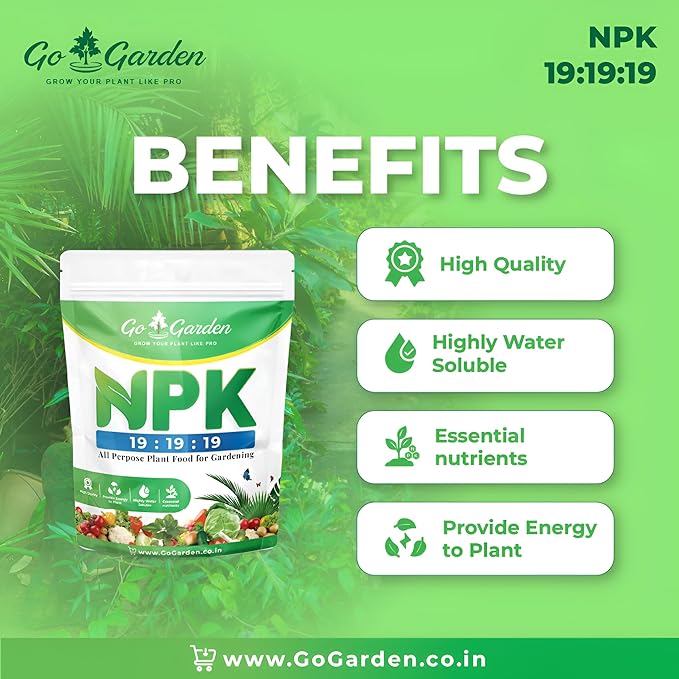 Go Garden Npk 19 19 19 for All Plants Growth Plant Food for Plants and Gardening Purpose 950 Grams Pack Powder