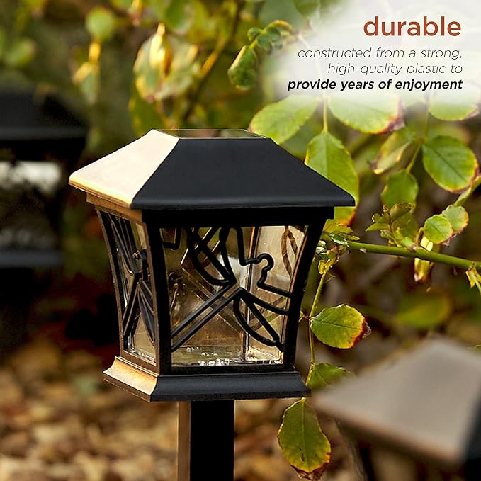 Alpine Corporation Solar-Powered Nature Inspired Pathway Lights 3-Piece