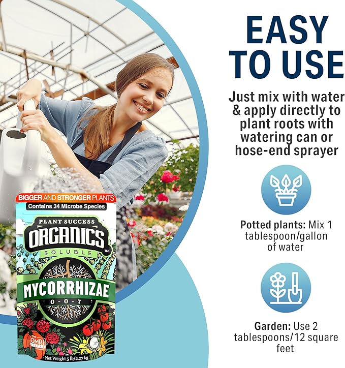 Mycorrhizal Fungi OMRI Organic Root Enhancer for Plant Success Super Potent 20 Strain ECTO and ENDO Blend for Trees Vegetables and Houseplants Beneficial Bacteria Included Treats 3000 Plants