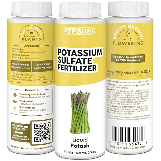 Potassium Sulfate Fertilizer Premium Potassium and Sulfur Plant Nutrient Blend 32 oz (1 Quart)
