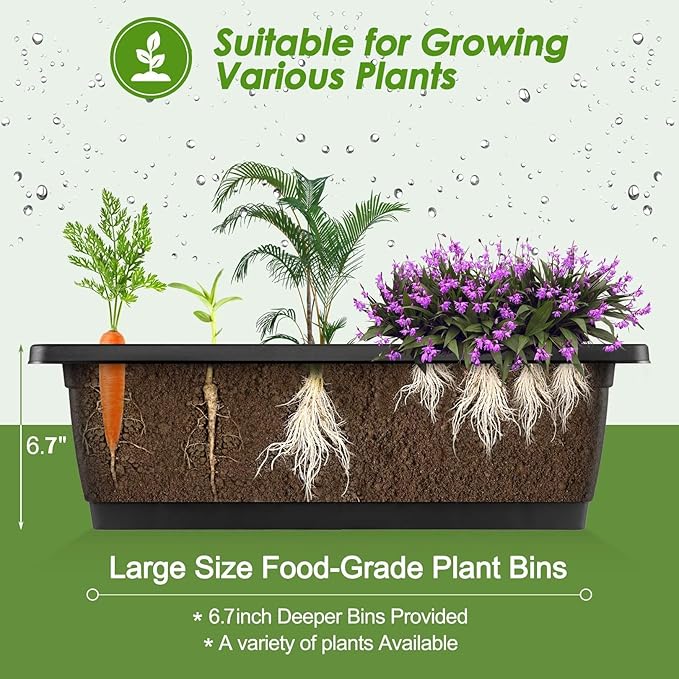 SEJOV 5-Tier Raised Garden Bed 4FT Vertical Garden Planter with Storage Rack and Lockable Caster Wheels Indoor Outdoor Raised Planter Box with Drainage System for Vegetables Flowers Herbs Black