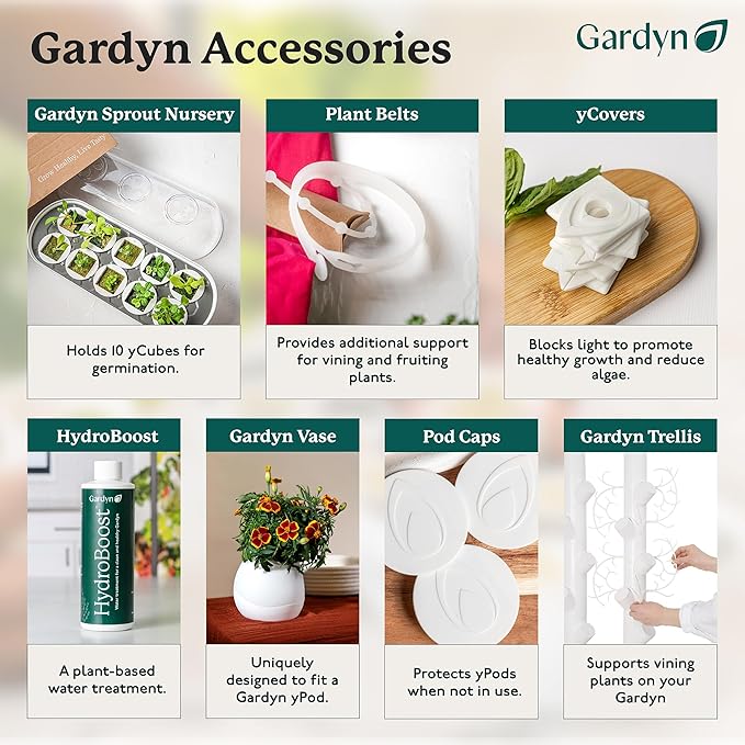 GARDYN Complete Microgreens Growing Kit - Indoor Herb Garden - Indoor Hydroponics Growing System Kit Nursery Seed Starter Tray 20 Seed Pads Bamboo Wicks10 Grow Plates