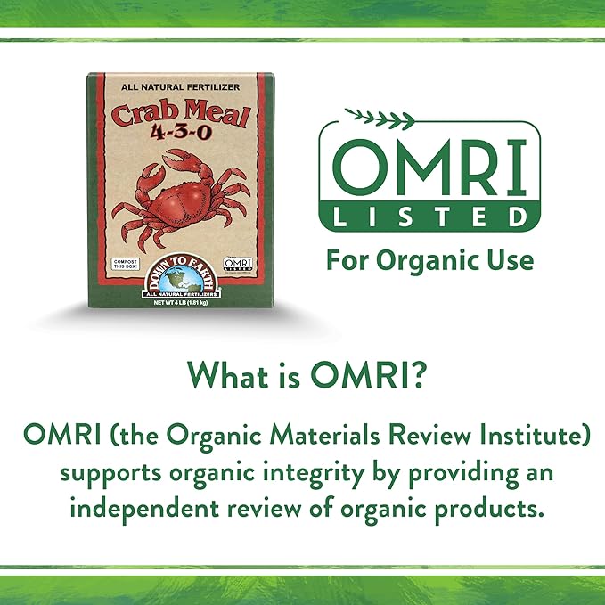 Down To Earth All Natural Fertilizers Organic Crab Meal - Plant Food for Vegetable Gardens and Flower Beds 4-3-0 4 lb