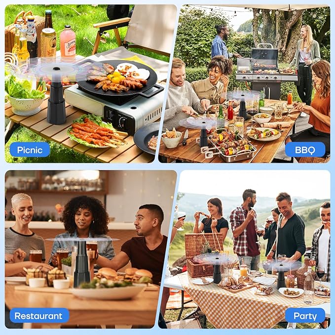 Fly Fans for Tables Bug Fans with Holographic Blades Battery Operated Fly Repellent Fan Keep Flies Away from Picnic BBQ Restaurant Party Indoor and Outdoor 4 Pack