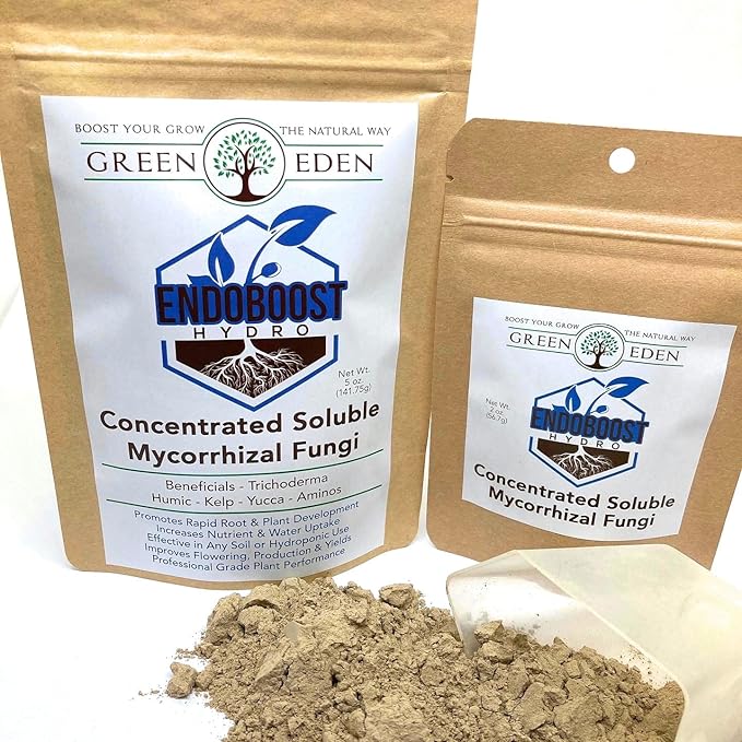 GreenEden EndoBoost Hydro Soluble Mycorrhizal Fungi (7 Species) - Makes 120 Gallons - Mycorrhizae Root Enhancer - Bacteria Inoculant - Hydroponics or Soil