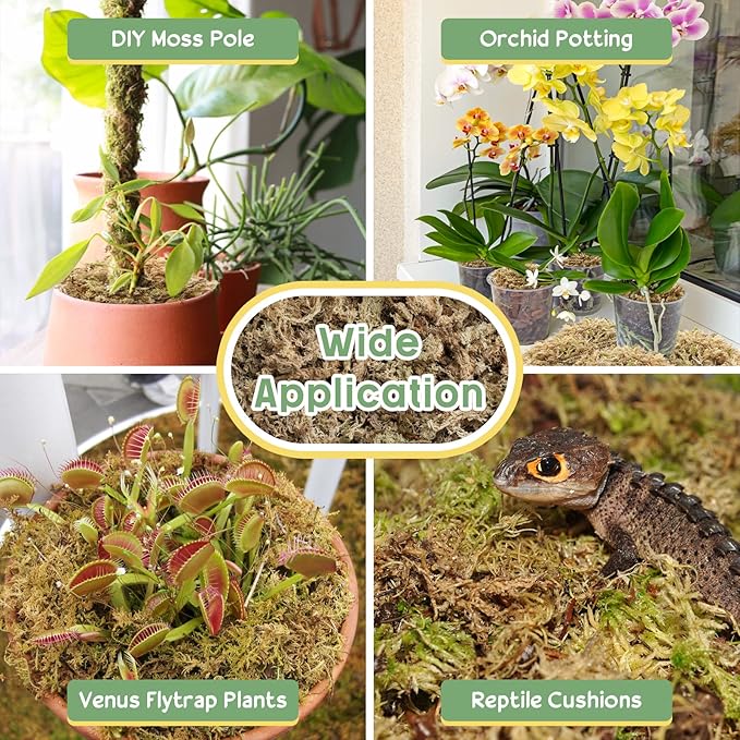 Legigo 4.4LBS Premium Sphagnum Moss for Plants- 80QT Natural Succulent Carnivorous Plant Moss Dried Long Fiber Orchid Moss for Orchid Repotting Succulent Sarracenia Potted Plants Gardening &amp Rept