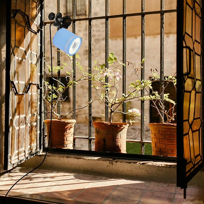 7W LED Linear Look Blue Super Clamp Lamp Full Spectrum Clip-on Desk Lamp Macaron Wall Sconce Spotlight Wall Lamp No Wiring Needed Timer Plug in Cord for Plant Growing Light