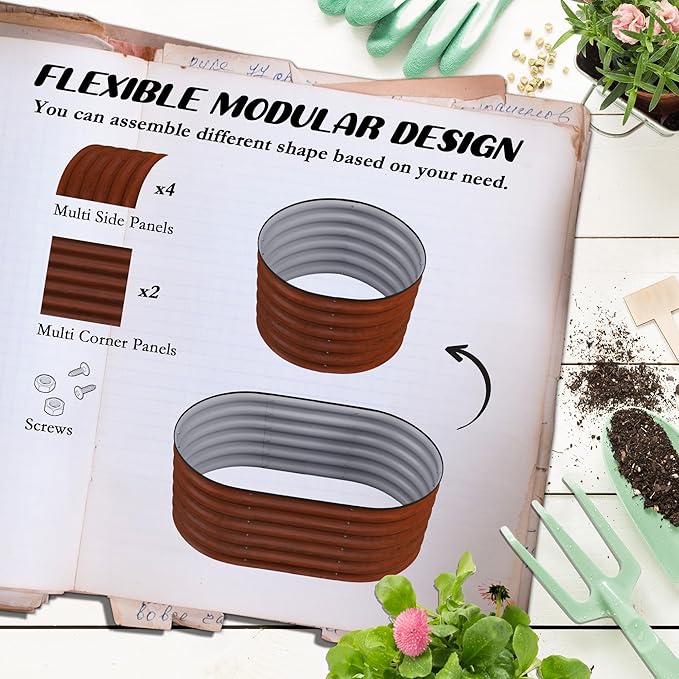 Galvanized Raised Garden Bed Kit 3.5' x 2' Smart Elevated Planter for Vegetables Herbs &amp Flowers