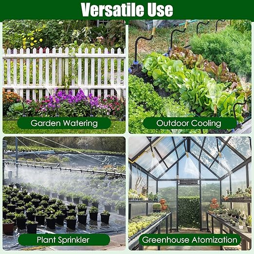 360° Bendable Drip Irrigation System 49FT 5/8 Tubing Hose with 20 Adjustable Misting Nozzles Complete Kit with Faucet Connector for Garden Greenhouse Yard Lawn – Easy Automatic Watering