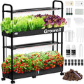 Large Hydroponics Growing System Kit 60 Pods Vertical Indoor Herb Garden Kit with 2 Light Modes &amp Auto Circulating Water System 32L Movable Indoor Gardening System for Herb Vegetable Fruit