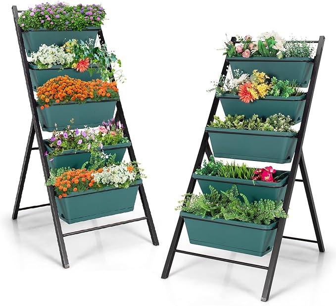 S AFSTAR 5-Tier Vertical Garden Planter 5-Layer Raised Garden Bed with 5 Detachable Planter Boxes &amp Metal Frame Indoor Outdoor Elevated Planting Containers for Flower Vegetables Fruit Herbs