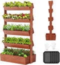 SUNYRISY 5 Tiers Vertical Wooden Raised Garden Bed Outdoor Freestanding Garden Planter Box Stand for Planting Herbs Flowers Vegetables Outdoor Gardening