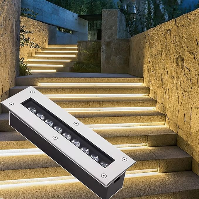 LED Landscape Lights - LED Ground Spotlights 110-240V Rectangle Outdoor Recessed Floor Lamp IP67 Waterproof Underground Light LED Decorative Lighting Buried Light(White Light9W)