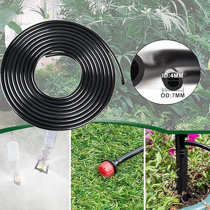 Drip Irrigation Kit Garden Irrigation System 1/4 Blank Distribution Tubing Watering Drip Kit/DIY Saving Water Automatic Watering System for Garden Greenhouse Flower Bed Patio Lawn