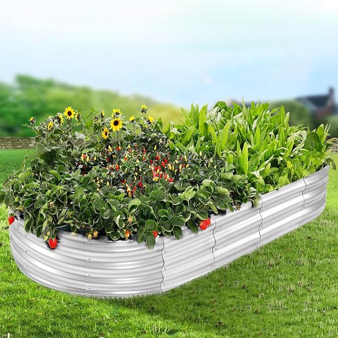 6x3x1FT(2 Pack) Galvanized Planter Raised Beds Outdoor Metal Raised Garden Bed for Vegetables Herbs Flowers (Silver 6×3×1FT (2-Pack)