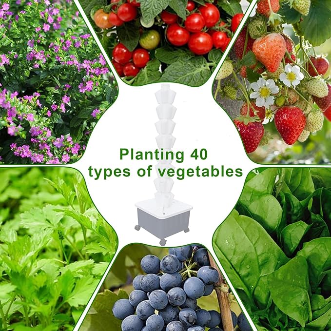 hydroponics Growing 20 Pods Vertical Hydroponics Tower Indoor Smart Garden Planter Hydroponic Growing Kits with Hydrating Pump Adapte