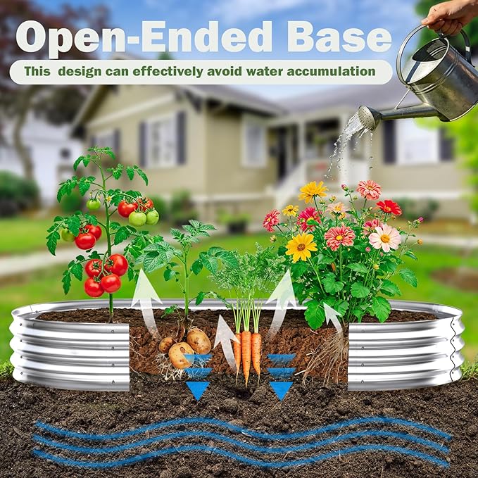 Galvanized Raised Garden Bed Outdoor 8x2x1ft Metal Heavy Duty Planter Boxes for Gardening Easy Assemble Small Oval Plant Container Kit for Vegetables Flowers Fruits Silver 1 Pack