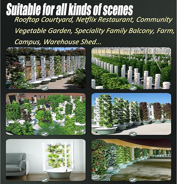 5/7/9 Tier Outdoor Indoor Hydroponic Grow Kit Hydroponics Growing System Tower with LED Grow Light for Gardening Lover9Tier (with Light)
