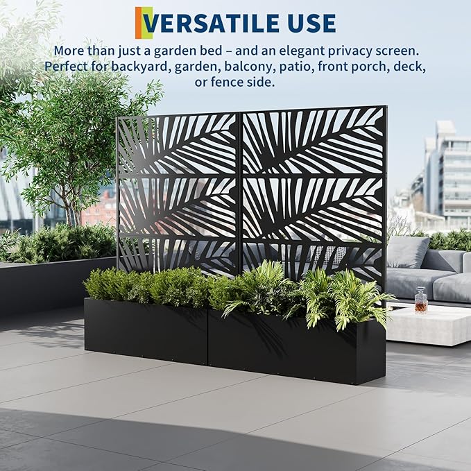Galvanized Metal Planter Box with Trellis 47X16X71 Raised Garden Bed (with/Without Wheels) Privacy Screen for Climbing Plants Veggies &amp Vines Patio Planter with Drainage Holes 16 Deep