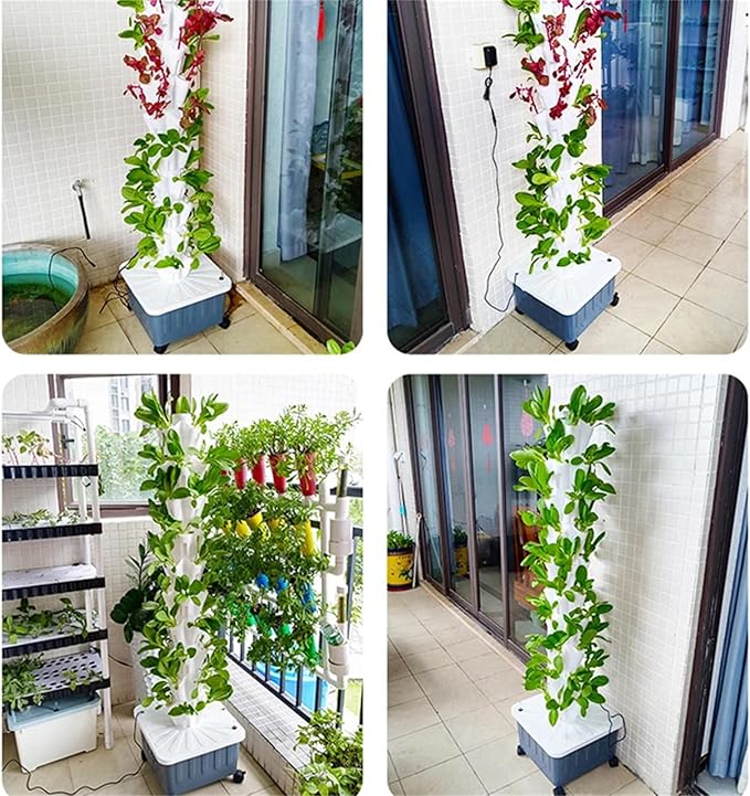 Tower Garden Hydroponic Growing Indoor Smart Garden Kit with Hydrating Pump Adapter Net Pots Timer Gift for Gardening Lover(Size:12TiersC