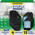 VEYOFLY Fly Trap Indoor Fruit Fly Traps for Indoors (4 Device + 12 Refills) Gnat Traps for House Indoor Fly Catcher Indoor Plug in Light Flying Insect Trap Bug Light Killer Fly Trap