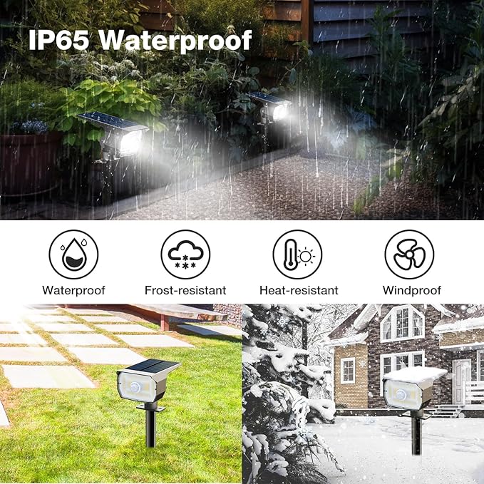 nipify 6 Pack Solar Lights Outdoor Waterproof Motion Sensor Spot Lights 3 Modes Solar Powered Spotlights 2-in-1 Auto On/Off Landscape Lighting for Outside Yard Wall Garden Cool White