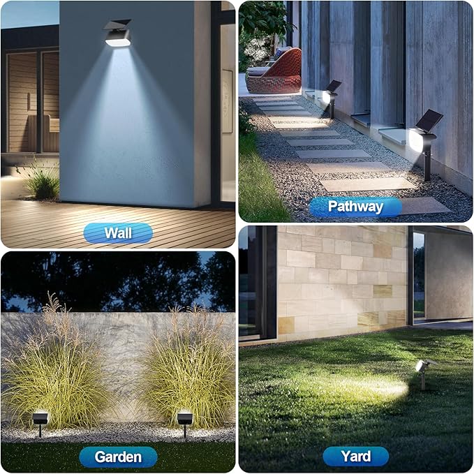 108 LED Solar Spot Lights Outdoor Solar Lights Outdoor IP65 Waterproof 3 Modes Solar Landscape Spotlights Large Solar Powered Panel Lights for Garden Yard Pathway(Cool White/4 Pack)