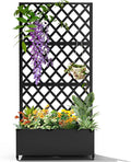 Metal Raised Garden Bed with Trellis for Climbing Plants Vegetable VinesMetal Planter Box with Trellis 73x35x16Trellis with Planter Box &amp Privacy ScreenRaised Garden Bed On Wheels(Black)