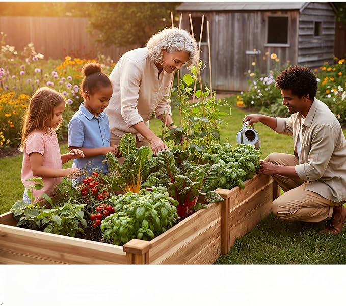 Durable Wooden Planter Box Outdoor – Natural Acacia Wood Raised Bed for Diverse Planting – Elevated Garden Box for Vegetables – Promotes Better Drainage – Sturdy Garden Bed (47x25x10 IN)