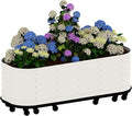 Mobile Large Raised Garden Bed with Water Reservoirs – Rustproof Galvanized Planter Cart with Wave Panels &amp Lock Wheel for Patio/Indoor Herbs(White)